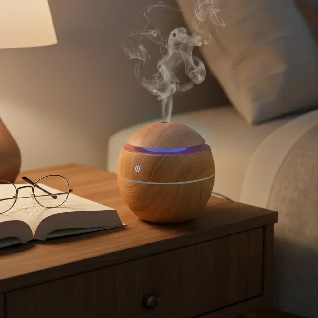 Diffuseur d'huiles essentielles USB bois - vue d'ensemble